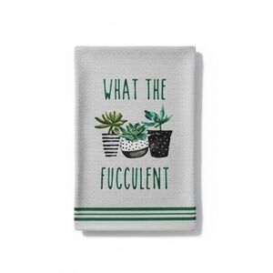 Humorous Double Sided Succulent Gray Tea Towel